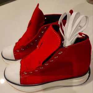 Red High Top Heel Sneakers
